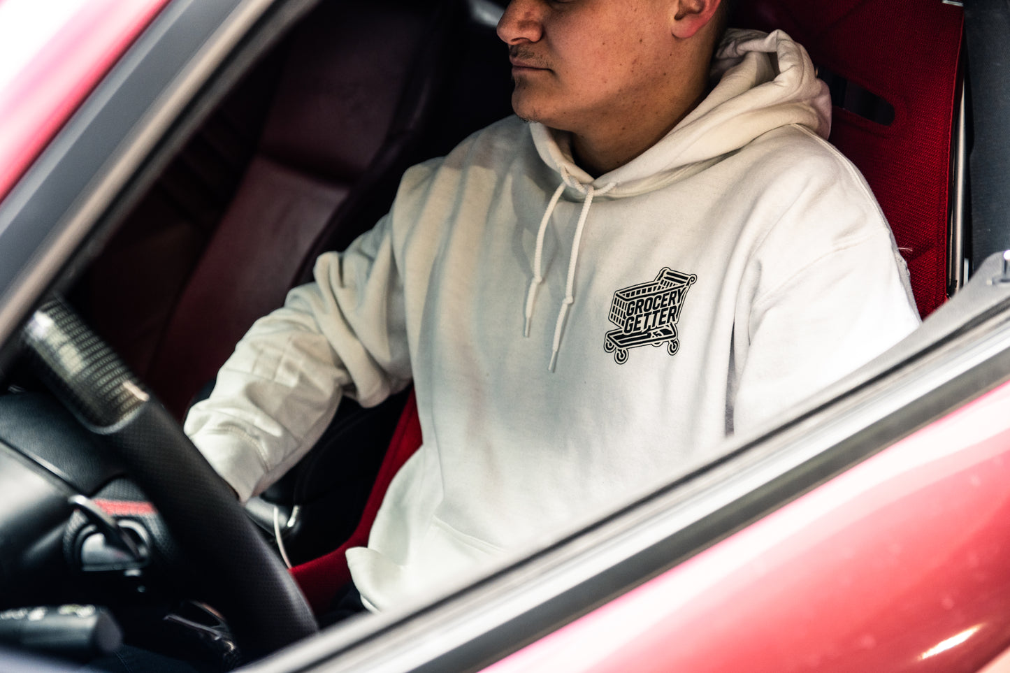 Grocery Getter Hoodie White “Hellcat”